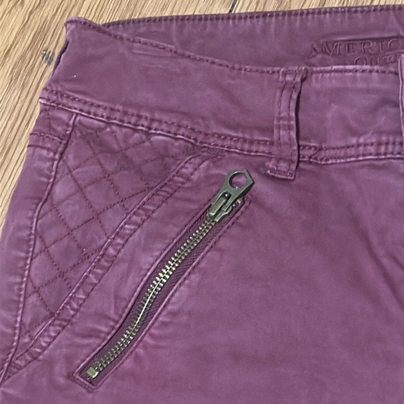 American Eagle Outfitters Maroon Pants Skinny Cropped Stretch Pants Burgundy 6 - Picture 5 of 10